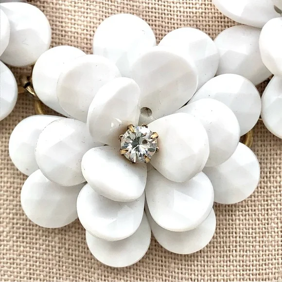 J. Crew White Flower And Crystal Necklace - Picture 7 of 13